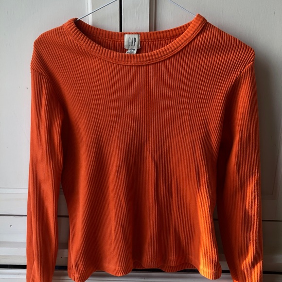 Gap orange long sleeve thick ribbed sweater top - Picture 3 of 3